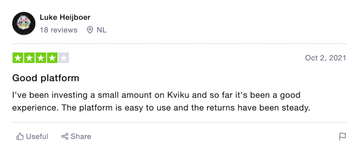 4 star Kviku Finance review on Trustpilot