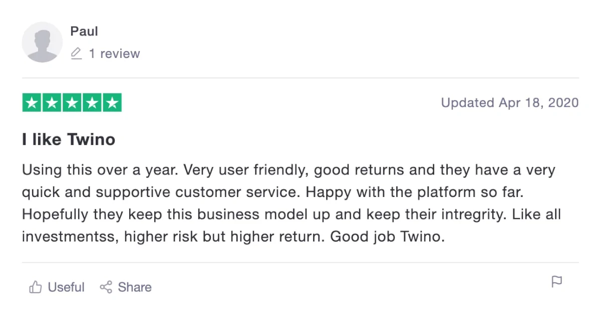 5 star TWINO review on Trustpilot