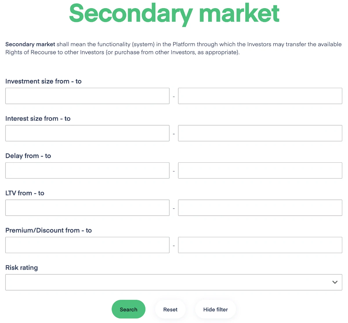 Heavy Finance secondary market