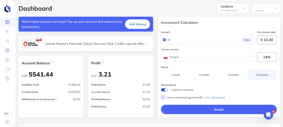 Lonvest dashboard